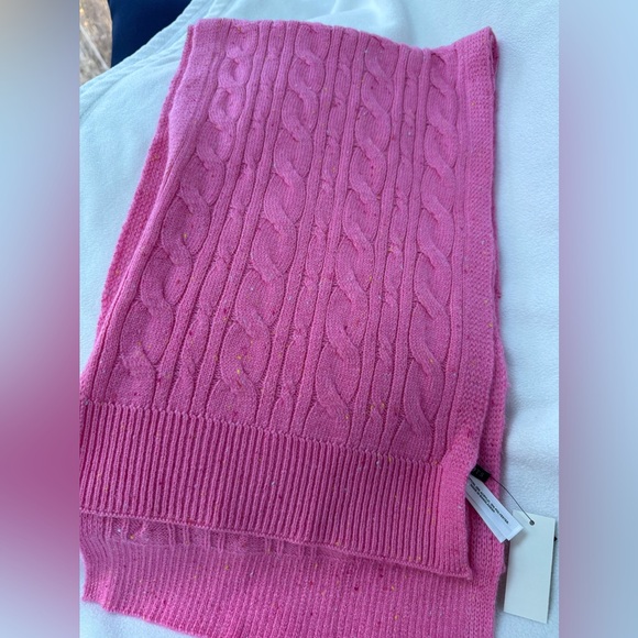 Talbots Pink Cable Knit Scarf, NWT - Picture 3 of 5